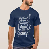 Outline Kerstmisvrachtwagen Santa auto voorzijde u T-shirt (Voorkant)