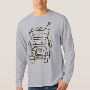Outline Kerstmisvrachtwagen Santa auto voorzijde u T-shirt