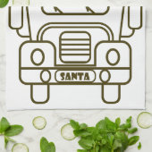 Outline Kerstmisvrachtwagen Santa auto voorzijde u Theedoek (Gevouwen)