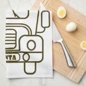 Outline Kerstmisvrachtwagen Santa auto voorzijde u Theedoek (Quarter Fold)