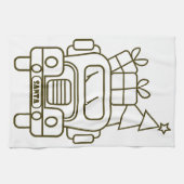 Outline Kerstmisvrachtwagen Santa auto voorzijde u Theedoek (Horizontaal)