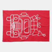 Outline Kerstmisvrachtwagen Santa auto voorzijde u Theedoek (Horizontaal)