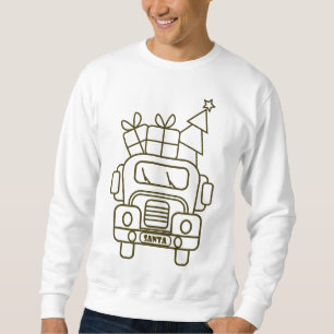 Outline Kerstmisvrachtwagen Santa auto voorzijde u Trui