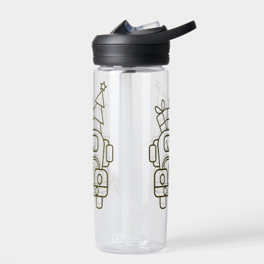 Outline Kerstmisvrachtwagen Santa auto voorzijde u Waterfles (Links)