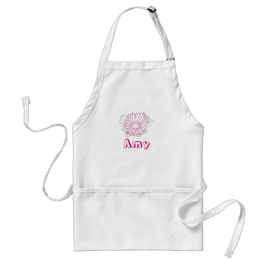 Outline kunst - fuchsia daisy, Amy kleurstof schor Standaard Schort (Voorkant)