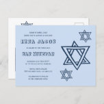 OUTLINE LETTER STAR of DAVID Custom QR BAR Mitzvah Briefkaart<br><div class="desc">Perfect postcard to announce a bar or bat mitzvah! Hand made art for you with star of david design on the front and QR code on back side! FULLY CUSTOMIZABLE! Click on “Personalize” above to edit the text. Click "edit using design tool" to adjust the fonts, colors and placements and...</div>