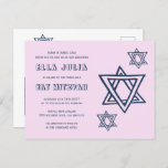 OUTLINE LETTER STAR of DAVID Custom QR BAT Mitzvah Briefkaart<br><div class="desc">Perfect postcard to announce a bar or bat mitzvah! Hand made art for you with star of david design on the front and QR code on back side! FULLY CUSTOMIZABLE! Click on “Personalize” above to edit the text. Click "edit using design tool" to adjust the fonts, colors and placements and...</div>