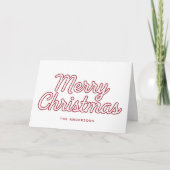 Outline Retro Script Merry Christmas Feestdagen Kaart (Voorkant)