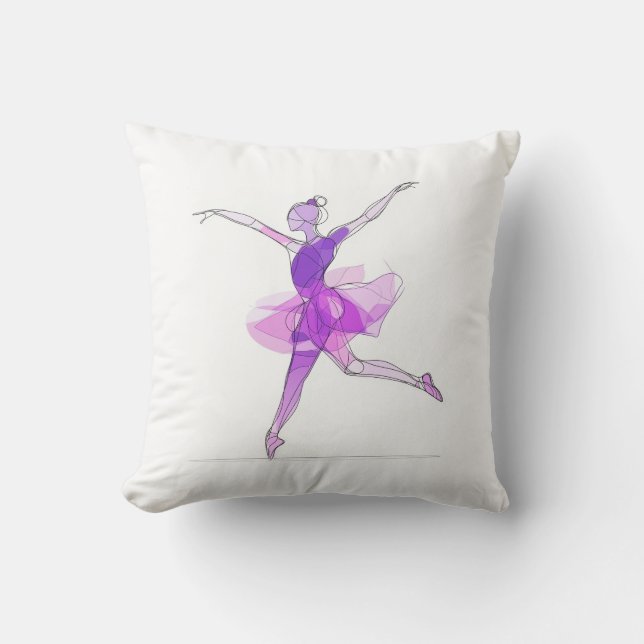 Outline Stroke Dancing Paarse Ballerina Studio Kussen (Voorkant)
