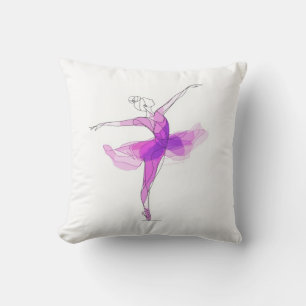 Outline Stroke Dancing Pink Ballerina Studio Decor Kussen