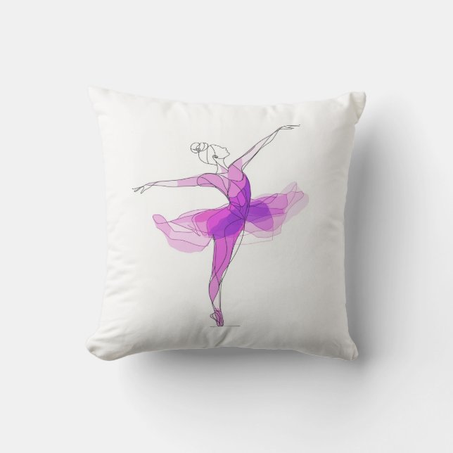 Outline Stroke Dancing Pink Ballerina Studio Decor Kussen (Voorkant)