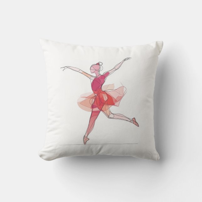 Outline Stroke Dancing Red Ballerina Studio Decor Kussen (Voorkant)