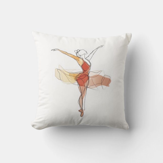 Outline Stroke Dancing Red Ballerina Studio Decor Kussen (Voorkant)