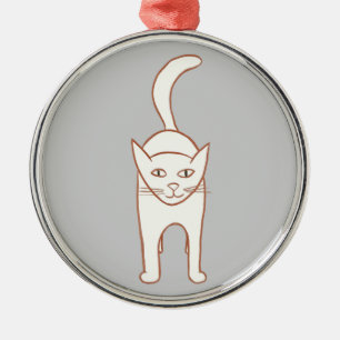 Outline Tekening van Staande Kat Halloween Ornamen Metalen Ornament