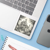 outlines of fairy tale castles and enchanted lands sticker (Laptop met iPhone)