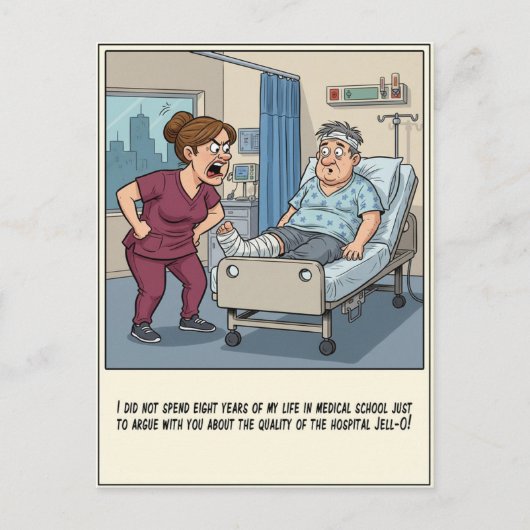Outraged Nurse Yelling at Stunned Patient Get Well Briefkaart (Voorkant)
