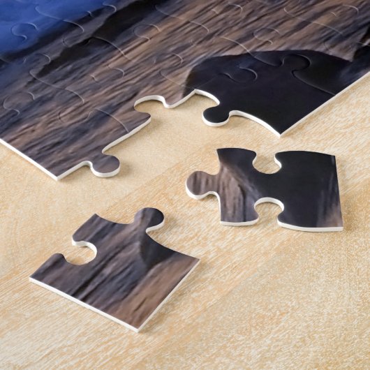 Outrigger Canoe bij zonsondergang op het Big Islan Legpuzzel (Zijkant)