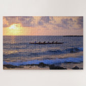 Outrigger Canoe bij zonsondergang op het Big Islan Legpuzzel (Horizontaal)