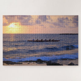 Outrigger Canoe bij zonsondergang op het Big Islan Legpuzzel