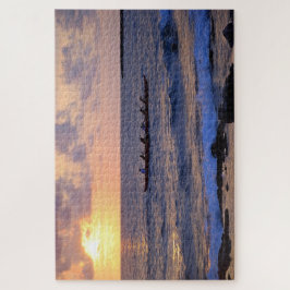 Outrigger Canoe bij zonsondergang op het Big Islan Legpuzzel