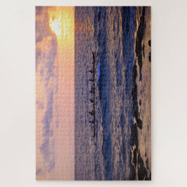 Outrigger Canoe bij zonsondergang op het Big Islan Legpuzzel