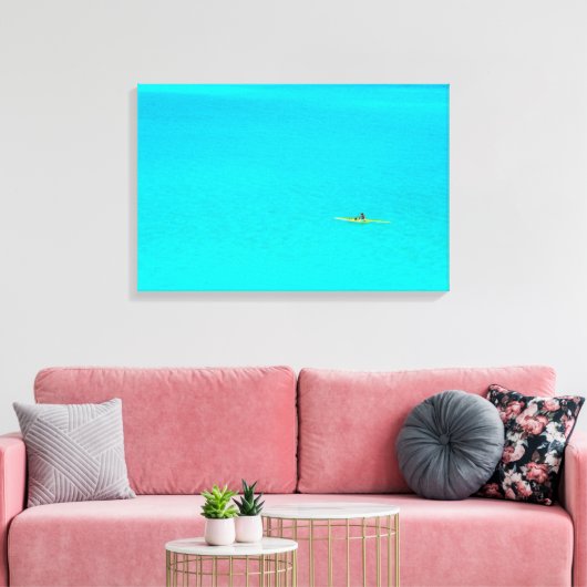 Outrigger canoe in Bora Bora canvas print (Insitu (Woonkamer))