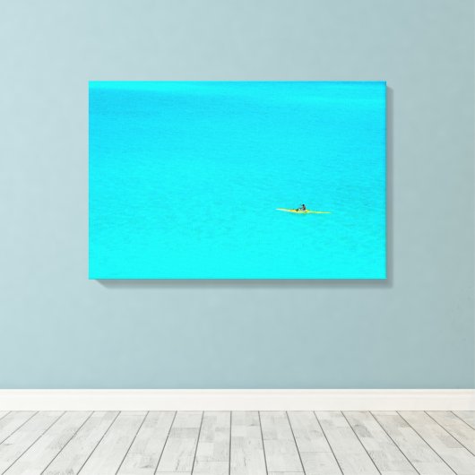 Outrigger canoe in Bora Bora canvas print (Insitu (Houten vloer))
