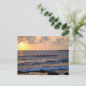 Outrigger Canoe te Sunset, Hawaii, Briefkaart (Staand voorkant)
