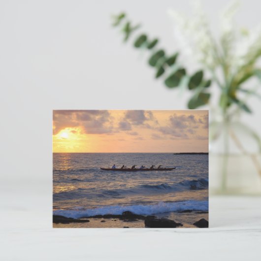 Outrigger Canoe te Sunset, Hawaii, Briefkaart (Staand voorkant)