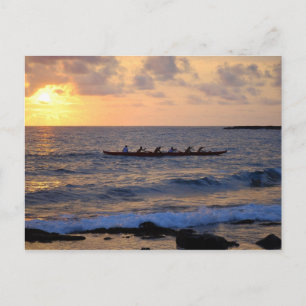 Outrigger Canoe te Sunset, Hawaii, Briefkaart