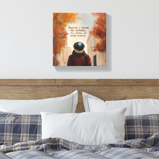 Outro Planeta (com frase) Canvas Afdruk (Insitu (Slaapkamer))