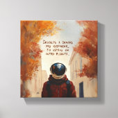 Outro Planeta (com frase) Canvas Afdruk (Voorkant)