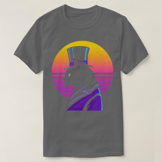 Outrun Steampunk Kat Synthwave Futurisme T-shirt (Design voorkant)