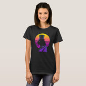 Outrun Synthwave Cyberpunk Streampunk Kat T-shirt (Voorkant volledig)
