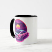 Outrun Synthwave Retro 80s Sportauto Zonsondergang Mok (Voorkant links)