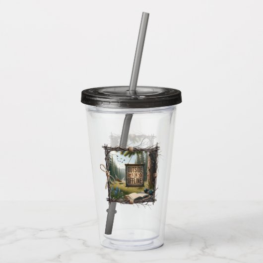Outside Is the New Offline – Nature Escape Tumbler Acryl Drinkbeker (Achterkant)