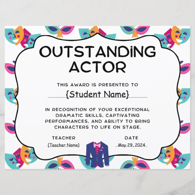 Outstanding Actor Student Recognition Award (Voorkant)