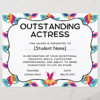 Outstanding Actrice Student Recognition Award
