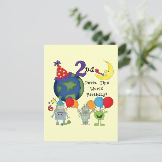Outta Deze Wereld 2e Verjaardag Tshirts Briefkaart (Staand voorkant)