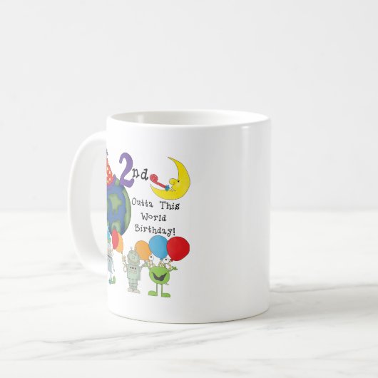 Outta Deze Wereld 2e Verjaardag Tshirts Koffiemok (Voorkant links)