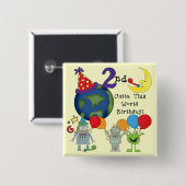 Outta Deze Wereld 2e Verjaardag Tshirts Vierkante Button 5,1 Cm (Voorkant /achterkant)