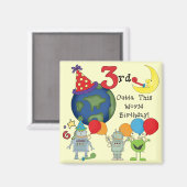 Outta Deze Wereld 3e Verjaardag T-shirts en gesche Magneet (Voorkant / Achterkant)