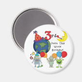 Outta Deze Wereld 3e Verjaardag T-shirts en gesche Magneet (Voorkant / Achterkant)