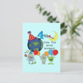 Outta Deze Wereld 4e Verjaardag Tshirts en geschen Briefkaart (Staand voorkant)