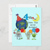 Outta Deze Wereld 4e Verjaardag Tshirts en geschen Briefkaart (Voorkant / Achterkant)