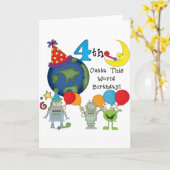 Outta Deze Wereld 4e Verjaardag Tshirts en geschen Kaart (Gele Bloem)