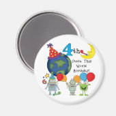 Outta Deze Wereld 4e Verjaardag Tshirts en geschen Magneet (Voorkant / Achterkant)