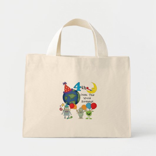 Outta Deze Wereld 4e Verjaardag Tshirts en geschen Mini Tote Bag (Voorkant)