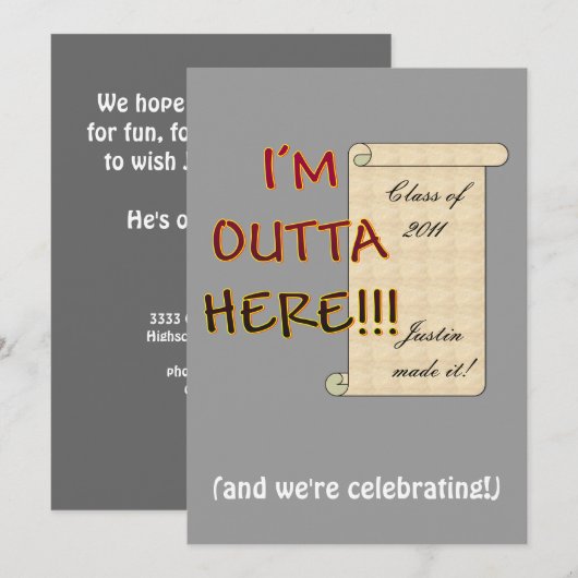 Outta here Afstuderen Kaart (Voorkant / Achterkant)
