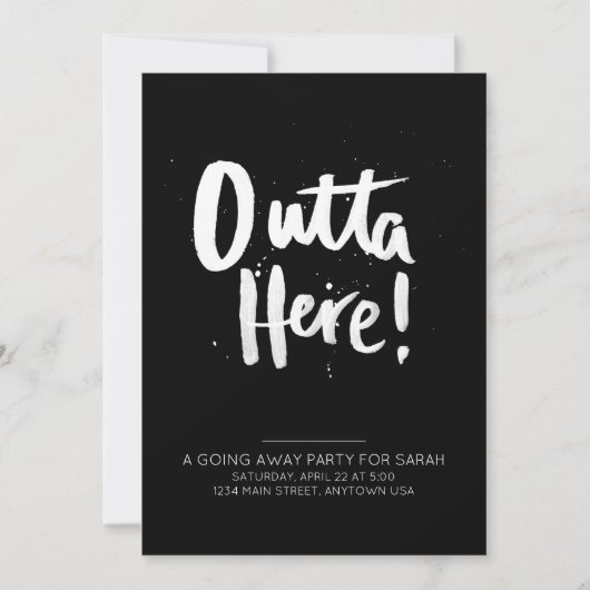 Outta hier die weg gaat partijuitnodiging kaart (Voorkant)